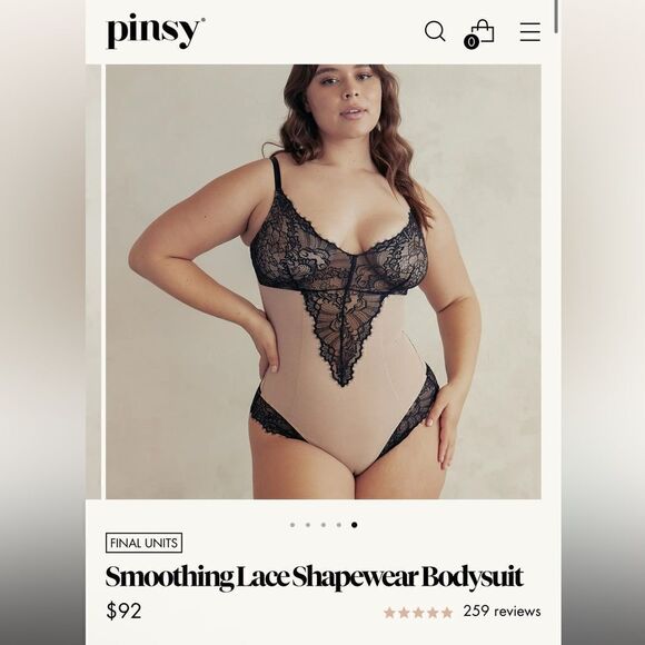 NWT - Pinsy Smoothing Lace Shapewear Bodysuit - SOLD OUT STYLE - Picture 5 of 6